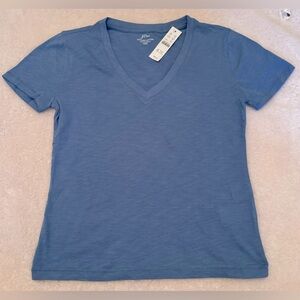 J Crew NWT Vintage Women's Blue Cotton V-neck T-shirt, size XXS